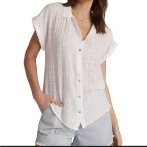 NWT Bella Dahl cotton gauze short sleeve button down collared shirt sz small USA